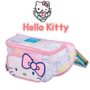 Hello Kitty Pink and White Kids Waist Bag with Rainbow Strap